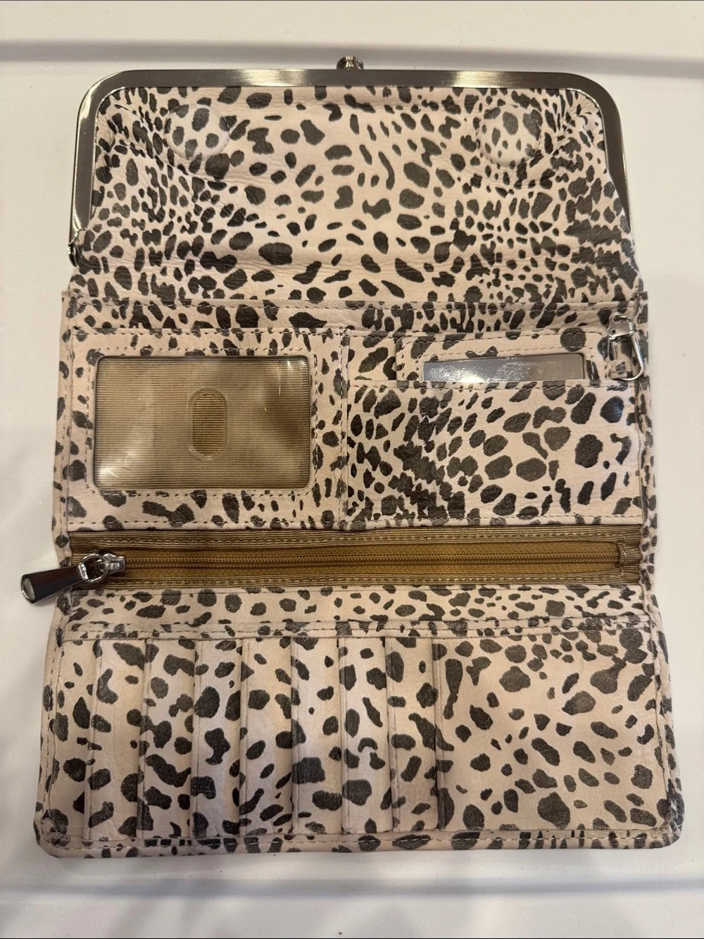 HOBO Beige and Brown Leopard-Print Wallet